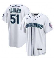 Men's Seattle Mariners #51 Ichiro Suzuki White Cool Base Stitched Baseball Jersey