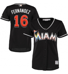Women's Majestic Miami Marlins #16 Jose Fernandez Authentic Black Alternate 2 Cool Base MLB Jersey