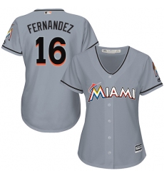 Women's Majestic Miami Marlins #16 Jose Fernandez Authentic Grey Road Cool Base MLB Jersey