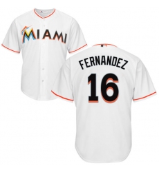 Youth Majestic Miami Marlins #16 Jose Fernandez Authentic White Home Cool Base MLB Jersey
