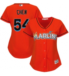Women's Majestic Miami Marlins #54 Wei-Yin Chen Authentic Orange Alternate 1 Cool Base MLB Jersey