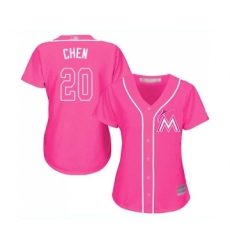 Women's Miami Marlins #20 Wei-Yin Chen Replica Pink Fashion Cool Base Baseball Jersey