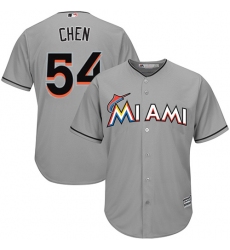 Youth Majestic Miami Marlins #54 Wei-Yin Chen Authentic Grey Road Cool Base MLB Jersey
