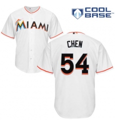 Youth Majestic Miami Marlins #54 Wei-Yin Chen Authentic White Home Cool Base MLB Jersey