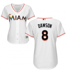 Women's Majestic Miami Marlins #8 Andre Dawson Authentic White Home Cool Base MLB Jersey