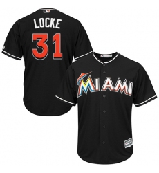 Men's Majestic Miami Marlins #31 Jeff Locke Replica Black Alternate 2 Cool Base MLB Jersey