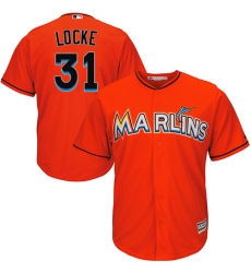 Men's Majestic Miami Marlins #31 Jeff Locke Replica Orange Alternate 1 Cool Base MLB Jersey