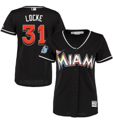 Women's Majestic Miami Marlins #31 Jeff Locke Authentic Black Alternate 2 Cool Base MLB Jersey