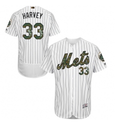 Men's Majestic New York Mets #33 Matt Harvey Authentic White 2016 Memorial Day Fashion Flex Base MLB Jersey