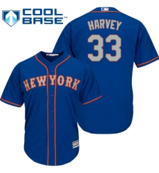 Men's Majestic New York Mets #33 Matt Harvey Replica Royal Blue Alternate Road Cool Base MLB Jersey
