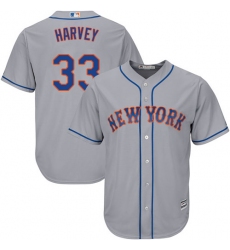 Youth Majestic New York Mets #33 Matt Harvey Authentic Grey Road Cool Base MLB Jersey