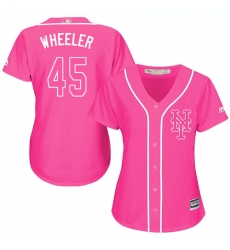 Women's Majestic New York Mets #45 Zack Wheeler Authentic Pink Fashion Cool Base MLB Jersey