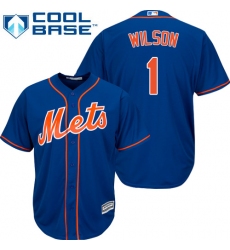 Youth Majestic New York Mets #1 Mookie Wilson Authentic Royal Blue Alternate Home Cool Base MLB Jersey