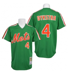 Men's Mitchell and Ness New York Mets #4 Lenny Dykstra Authentic Green 1985 Throwback MLB Jersey