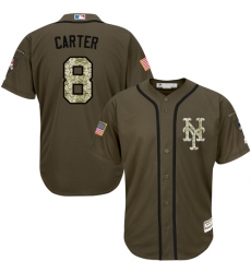 Men's Majestic New York Mets #8 Gary Carter Replica Green Salute to Service MLB Jersey
