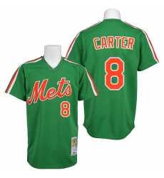 Men's Mitchell and Ness New York Mets #8 Gary Carter Authentic Green 1985 Throwback MLB Jersey