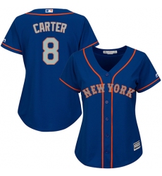 Women's Majestic New York Mets #8 Gary Carter Authentic Royal Blue Alternate Road Cool Base MLB Jersey
