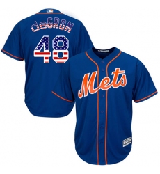 Men's Majestic New York Mets #48 Jacob DeGrom Authentic Royal Blue USA Flag Fashion MLB Jersey