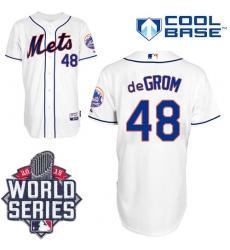 Men's Majestic New York Mets #48 Jacob deGrom Authentic White Alternate Cool Base 2015 World Series MLB Jersey