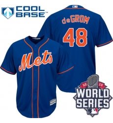 Women's Majestic New York Mets #48 Jacob deGrom Replica Blue 2015 World Series MLB Jersey