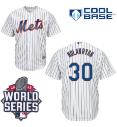 Men's Majestic New York Mets #30 Nolan Ryan Authentic White Home Cool Base 2015 World Series MLB Jersey