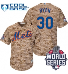 Men's Majestic New York Mets #30 Nolan Ryan Replica Camo Alternate Cool Base 2015 World Series MLB Jersey