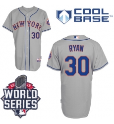 Men's Majestic New York Mets #30 Nolan Ryan Replica Grey Road Cool Base 2015 World Series MLB Jersey