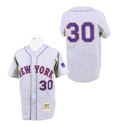 Men's Mitchell and Ness 1969 New York Mets #30 Nolan Ryan Replica Grey Throwback MLB Jersey