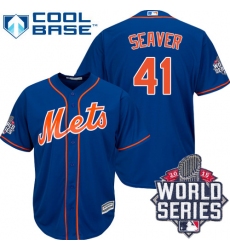 Men's Majestic New York Mets #41 Tom Seaver Replica Royal Blue Alternate Home Cool Base 2015 World Series MLB Jersey