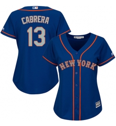 Women's Majestic New York Mets #13 Asdrubal Cabrera Authentic Royal Blue Alternate Road Cool Base MLB Jersey