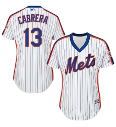 Women's Majestic New York Mets #13 Asdrubal Cabrera Authentic White Alternate Cool Base MLB Jersey