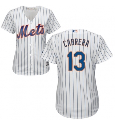 Women's Majestic New York Mets #13 Asdrubal Cabrera Replica White Home Cool Base MLB Jersey