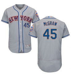 Men's Majestic New York Mets #45 Tug McGraw Grey Road Flex Base Authentic Collection MLB Jersey