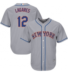 Youth Majestic New York Mets #12 Juan Lagares Authentic Grey Road Cool Base MLB Jersey