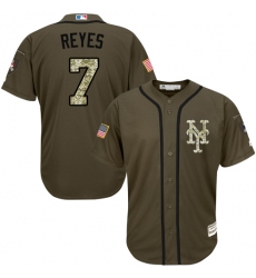 Men's Majestic New York Mets #7 Jose Reyes Authentic Green Salute to Service MLB Jersey