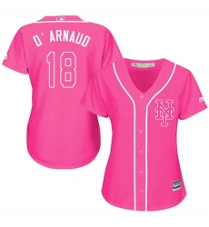 Women's Majestic New York Mets #18 Travis d'Arnaud Replica Pink Fashion Cool Base MLB Jersey
