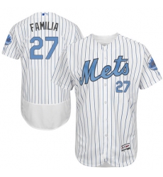 Men's Majestic New York Mets #27 Jeurys Familia Authentic White 2016 Father's Day Fashion Flex Base MLB Jersey