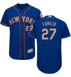Men's Majestic New York Mets #27 Jeurys Familia Royal/Gray Alternate Flex Base Authentic Collection MLB Jersey