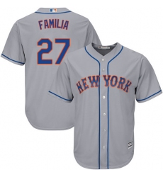 Youth Majestic New York Mets #27 Jeurys Familia Authentic Grey Road Cool Base MLB Jersey