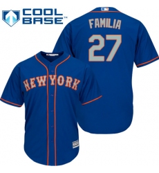 Youth Majestic New York Mets #27 Jeurys Familia Authentic Royal Blue Alternate Road Cool Base MLB Jersey