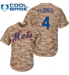 Men's Majestic New York Mets #4 Wilmer Flores Replica Camo Alternate Cool Base MLB Jersey