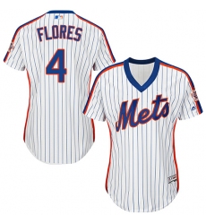 Women's Majestic New York Mets #4 Wilmer Flores Authentic White Alternate Cool Base MLB Jersey