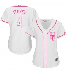 Women's Majestic New York Mets #4 Wilmer Flores Authentic White Fashion Cool Base MLB Jersey
