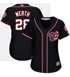 Women's Majestic Washington Nationals #28 Jayson Werth Authentic Navy Blue Alternate 2 Cool Base MLB Jersey