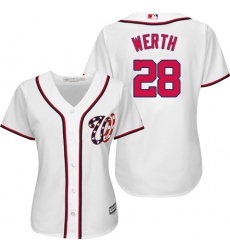 Women's Majestic Washington Nationals #28 Jayson Werth Authentic White MLB Jersey