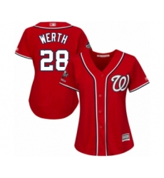 Women's Washington Nationals #28 Jayson Werth Authentic Red Alternate 1 Cool Base 2019 World Series Champions Baseball Jersey