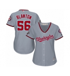 Women's Washington Nationals #56 Joe Blanton Authentic Grey Road Cool Base 2019 World Series Bound Baseball Jersey
