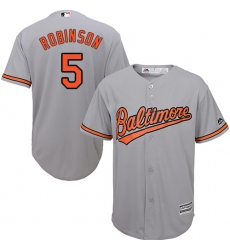 Men's Majestic Baltimore Orioles #5 Brooks Robinson Replica Grey Road Cool Base MLB Jersey