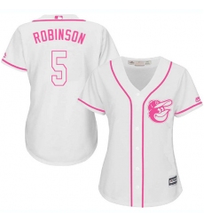 Women's Majestic Baltimore Orioles #5 Brooks Robinson Replica White Fashion Cool Base MLB Jersey