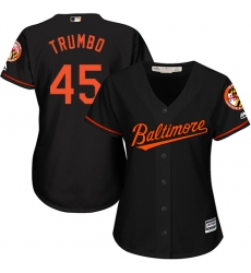 Women's Majestic Baltimore Orioles #45 Mark Trumbo Authentic Black Alternate Cool Base MLB Jersey